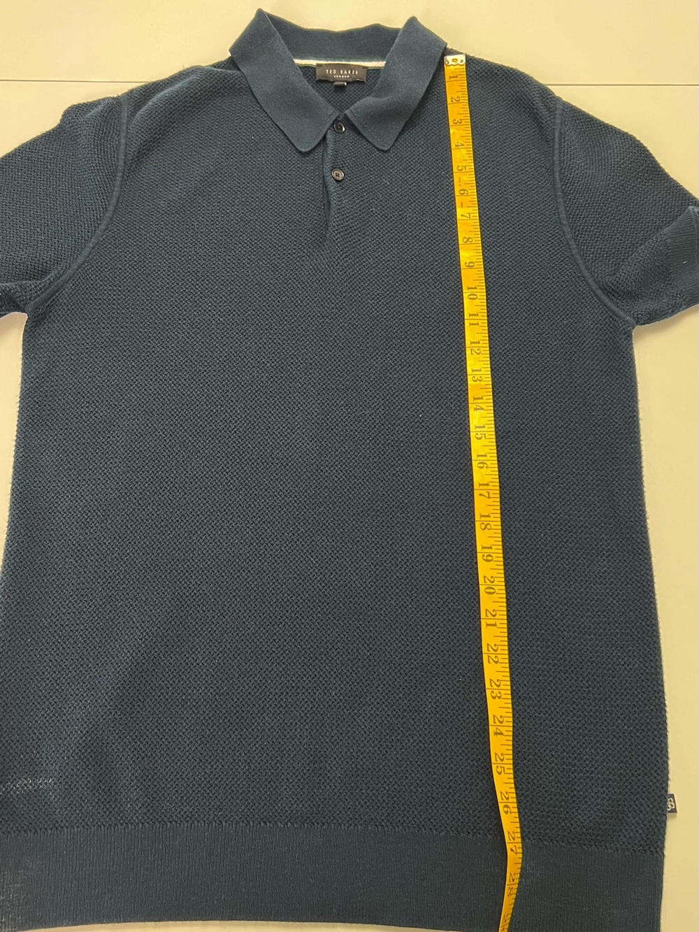 Ted Baker London Navy Textured Knit Resort Vacation Short Sleeve Polo Shirt - Picture 10 of 13
